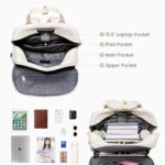 LOVEVOOK Laptop Backpack for Women, Large Capacity Travel Work Bags, Anti-theft Business Computer Backpacks Purse with 15.6 Inch Laptop Compartment, Casual Hiking Daypack, Apricot