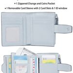 AINIMOER Women’s RFID Blocking Leather Small Compact Bi-fold Zipper Pocket Wallet Card Case Purse with id Window (Lichee Grayish White)