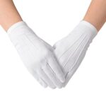 JISEN Men Police Formal Tuxedo Honor Guard Parade Nylon Cotton Non-slip Gloves (White, US One size)