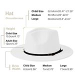 KUJUHA Wide Brim Fedora Two Tone Dress Hat, White, Large-X-Large