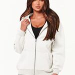 Caracilia Women’s Hoodies 2023 Fall Jacket Cute Teen Girl Tops Casual Long Sleeve Sweatshirts Zip Up Y2k Hoodie Trendy Clothes Winter Loose Fit Warm Thick Sweater A989baise-XL White