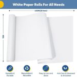 White Wrapping Paper Craft Paper Kraft Paper Roll 15″ x 450″, Bulletin Board Paper Roll, Arts & Crafts, Gift Wrapping Moving Packing Painting Drawing Paint Easel Poster Chart Paper, Kids Art Supplies
