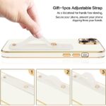 BENTOBEN Compatible with iPhone 14 Case, Slim Luxury Electroplated Bumper Women Men Girl Protective Soft Case Cover with Strap for iPhone 14 6.1 inch, White/Gold