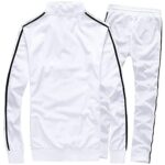 MACHLAB Men’s Activewear Full Zip Warm Tracksuit Sports Set Casual Sweat Suit White XL