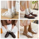 MarJunSep Women’s Cute Cotton Crew Socks Neutral Aesthetic Slouchy Boot Dress Socks Women Girls Granola Essentials White 6 Pairs