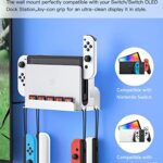 ZAONOOL Wall Mount for Nintendo Switch and Switch OLED, Metal Wall Mount Kit Shelf with 5 Game Card Holders and 4 Joy Con Hanger, Safely Store Switch Near or Behind TV, White