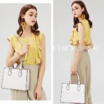 CHICAROUSAL Crossbody Purses and Handbags for Women PU Leather Tote Top Handle Satchel Shoulder Bags (White)