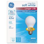 (8 Pack) GE 70286 Energy Efficient Halogen Bulb, A19, 43 watt Soft White 620 Lumen Halogen Light Bulb