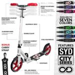 Crazy Skates Foldable Kick Scooter – Kick Scooters for Adults, Teens and Kids with Carrying Strap – Fast Folding, Adjustable Handlebars and Lightweight – Sydney Scooter (SYD) – White
