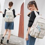 Makukke School Backpacks for Teen Girls – Laptop Backpacks 15.6 Inch College Cute Bookbag Anti Theft Women Casual Daypack,White