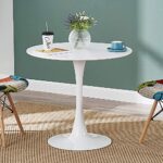 Modern Round Dining Table, ?31.5” Colored Top Kitchen Dining Room Furniture, Dining Table, Leisure Table, Living Room Table (White)