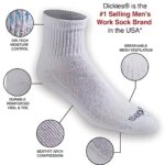 Dickies Men’s Dri-tech Moisture Control Quarter Socks Multipack, Solid White (12 Pairs), Shoe Size: 12-15