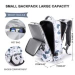 Large Travel Backpack Women, Carry On Hiking Backpack Waterproof Outdoor Sports Rucksack Casual Daypack Fit 14 Inch Laptop with USB Charging Port Shoes Compartment, Leaves White