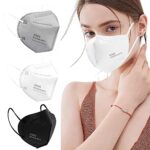LEMENT 50PCS KN95 Face Mask 5 Layer Breathable with Elastic EarLoops Cup Dust Safety Masks(White,Black,Grey)