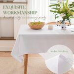 BYDOLL Table Cloth White 60×84 Inch Tablecloth for 6 Foot Rectangle Tables Outdoor Washable Wrinkle Free and Spillproof Polyester Tablecloth for Festival Camping Picnic Wedding Party Table Cover