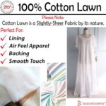 Barcelonetta | Cotton Lawn Fabric | 100% Cotton | Thin | 58″ Wide | Lining, Sewing, Air Feel Layer | Cloth, Solid (White, 2 Yard)