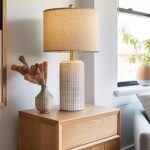 PoKat 23″ Modern Ceramic Table Lamp Set of 2 for Living Room White Desk Lamps for Bedroom Farmhouse Bedside Nightstand Bedside Lamp End Table Lamps