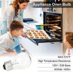 Appliance Oven Light Bulb A15 40W High Temperature 500 Degrees Resistant for Refrigerator Over Stove Microwave Range Hood Lava Lamp Replacement Bulb E26 Medium Base 120V Warm White