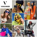 VANLINKER Cute Square Inflated Sunglasses for Women Men Trendy Chunky Glasses Retro Thick Frame Funny Mask Shades VL9733 White