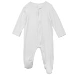 Aablexema Baby Footie Pajamas Zipper – Rayon from Bamboo Infant Footed Pjs with Mittens Sleepwear Jammies(White,Newborn)