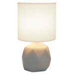 Simple Designs LT2060-WHT Geometric Concrete Table Lamp, White