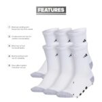 adidas Athletic Cushioned Crew Socks (6-Pair) for Kids, Boys and Girls-Durable, Breathable Fabric Ready for Sport, White/Grey/Black, Large