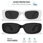 AWGSEE Retro Rectangle Kids Sunglasses 90’s Vintage Fashion Narrow Square Frame Glasses Shades for Girls Boys UV Protection