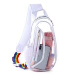 Edraco Clear Sling Bag, Stadium Approved Mini PVC Crossbody Shoulder Backpack, Transparent Casual Chest Daypack for Women & Men, Perfect for Hiking, Stadium or Concerts(White)