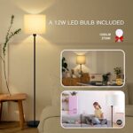 Floor Lamps for Living Room, Modern Standing Lamp with Bulb(12W, 2700K), White Lamp Shades, Foot Switch, Simple Pole Lamps Tall Lamp for Bedroom,Office/Living Room/Nightstand, Boho Reading Floor Lamp