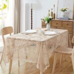 Warm Home Designs 60 x 84 Lace Tablecloth. Gold Linen Rectangle Tablecloth with English Rose Design. Rectangular Tablecloth, Rustic Tablecloth or Dining Table Cover for 6-8 Guests. LTC Linen 84″