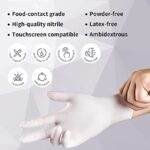 LANON Food Safe White Disposable Nitrile Gloves, Latex-Free, Powder-Free, Textured Fingertips, Cooking, Cleaning, Large