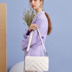 BOSTANTEN Quilted Crossbody Bags for Women Puffer Bag Designer Purse Lightweight Shoulder Handbags (White)