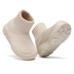 MORENDL Baby Shoes Toddler Walking Sock Shoes Infant Boy Slip On Sneakers Girl Tennis Shoes Creamy-White 9-12 Months