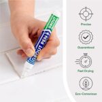 Grout Pen White Tile Grout Paint Marker: Waterproof Tile Grout Colorant and Sealer Pens for Cleaner Looking Floors & Whitener Without Bleach – Narrow 5mm, 2 Pack with Extra Tips (7mL) – White