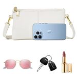 ZOOEASS Triple Zip Small Crossbody Bag Lightweight Purses Vegan Leather Wristlet Clutch, Includes Adjustable Shoulder (White)