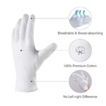 COOLJOB 100% Cotton Gloves, 6 Pairs White Cotton Gloves for Dry Hands Moisturizing & Eczema, Overnight Lotion, Sleep & Spa Treatment for Women & Men, Breathable Work Glove Liners, Medium Size