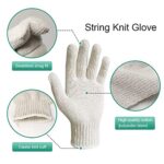MIG4U 12 Pairs Work Gloves – Cotton String Gloves for Safety Work – Glove Liner Hand Saver Heat Protection for BBQ (Large, Economic)