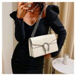 JBB Crossbody Shoulder Purse for Women – Snake Printed Leather Evening Clutch Chain Strap Small Satchel Bag White