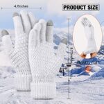 2 Pairs Women’s Winter Touchscreen Gloves Warm Fleece Lined Knit Gloves Elastic Cuff Winter Texting Gloves (Black, White)
