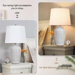 VerRon Bedside Table Lamps, Minimalist Resin Desk Lamp with White Fabric Shade for Nightstand, Modern End Table Lamps with Rotary Switch for Living Room, Farmhouse Side Lamps for bedroom Reading Hotel