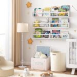 Fixwal Nursery Bookshelves, 32in Floating Bookshelves for Wall Set of 3, Wood Wall Mounted Book Shelves for Baby Nursery Decor, Toys and Decor Storage (White)