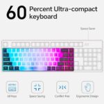 CHONCHOW Mini RGB 60% Gaming Keyboard, 68 Keys Small Compact USB Wired Rainbow Light Up Backlit Gaming Keyboard for Xbox PS4 PS5 PC Laptop Gamer(White-Black)