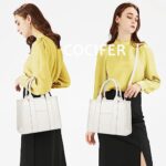 COCIFER Tote Bag Crossbody Purses for Women Shoulder Bag Handbags PU Leather Top Handle Bags with zipper (White)