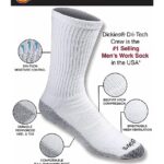 Dickies mens Dri-tech Moisture Control Crew Multipack Socks, White (6 Pairs), Shoe Size 6-12 US