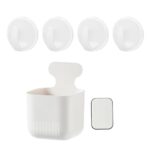 Temiminime 4pcs Magnetic Hooks with Magnetic Storage Box, Multifunctional White Fridge Hooks with Magnet for Light-Weight Pot Holders Oven Mitts Grill Kitchen Bedroom Classroom Office (White)