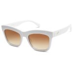 SOJOS Retro Rectangular Cat Eye Polarized Sunglasses for Women Classic Trendy Stylish Sunnies SJ2254, White/Brown