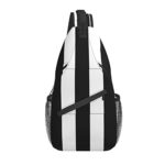 bassyil Black White Striped Sling Bag Crossbody Travel Hiking Chest Backpack Shoulder Daypack for Women Men One Size