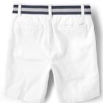 The Children’s Place Boys’ Stretch Chino Shorts, White, 10,boys,Belted Chino Shorts,Simply White,10