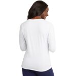 Hanes Women’s Originals Long Sleeve Cotton T-Shirt, Lightweight V-Neck Tee, Modern Fit, White, Large