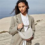 Leather Crescent Bag for Women, Designer Shoulder Bags, Sling Crossbody Bag Purse Casual Dumpling Hobo Bag (White)
